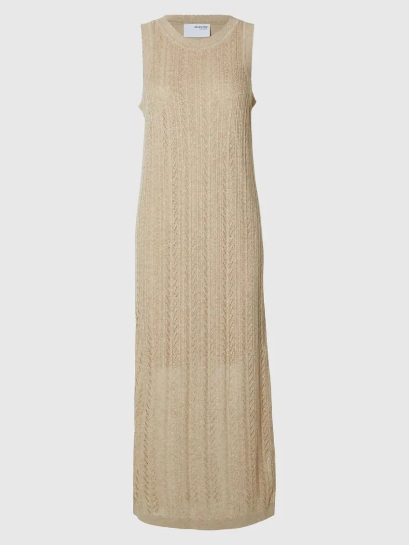 strikket_maxikjole_5-7.webp Kjoler | Strik>SELECTED STRIKKET MAXIKJOLE Beige