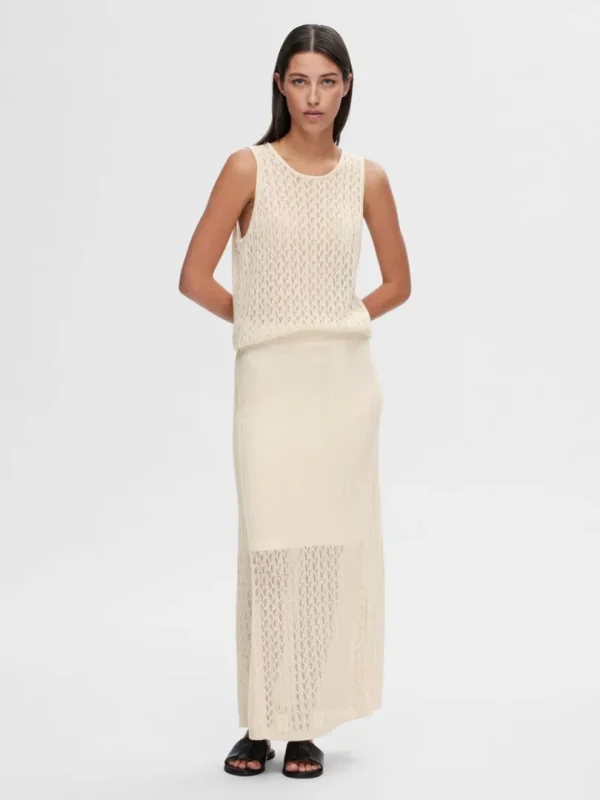 Nederdele>SELECTED STRIKKET MAXINEDERDEL Beige