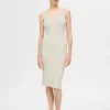 Kjoler | Strik>SELECTED STRIKKET MIDIKJOLE Beige