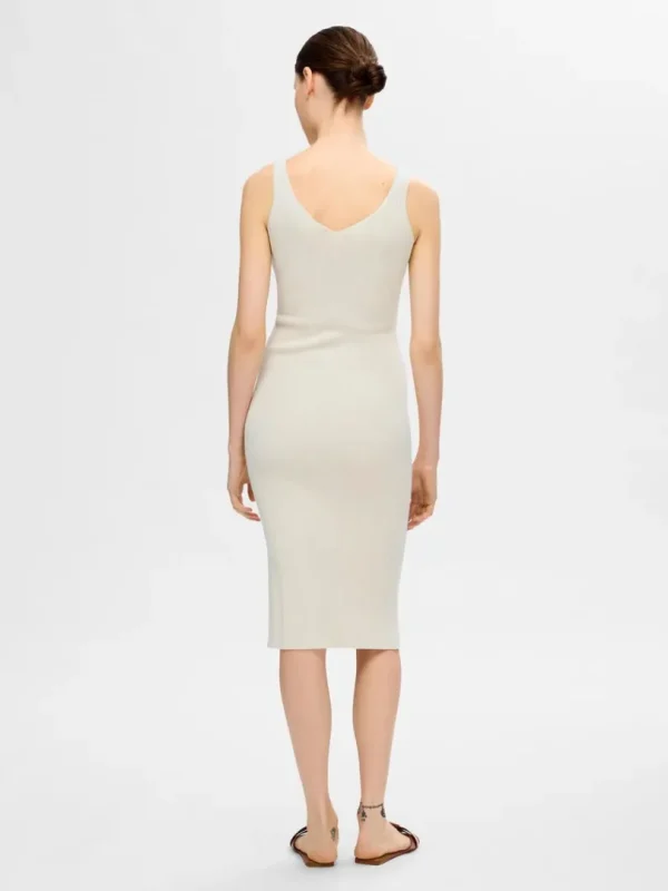 Kjoler | Strik>SELECTED STRIKKET MIDIKJOLE Beige