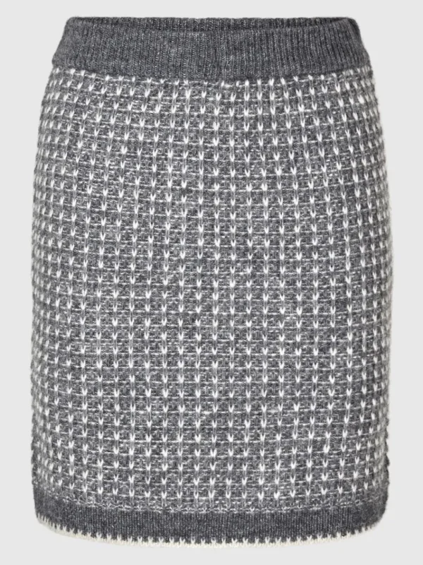 Nederdele>SELECTED STRIKKET MININEDERDEL Grey