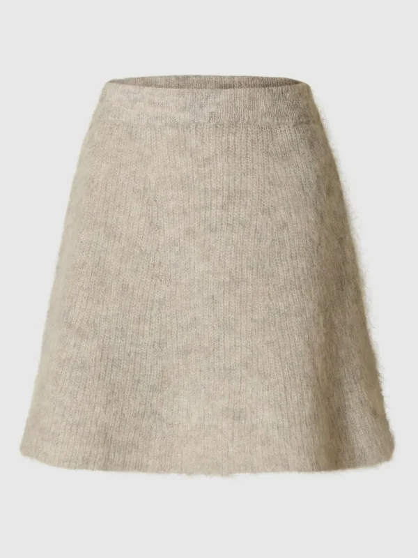 Nederdele>SELECTED STRIKKET MININEDERDEL Beige