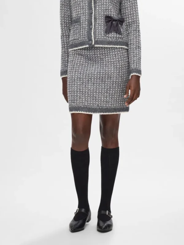 Nederdele>SELECTED STRIKKET MININEDERDEL Grey