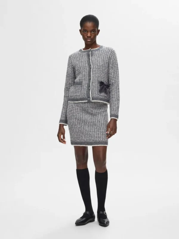 Nederdele>SELECTED STRIKKET MININEDERDEL Grey