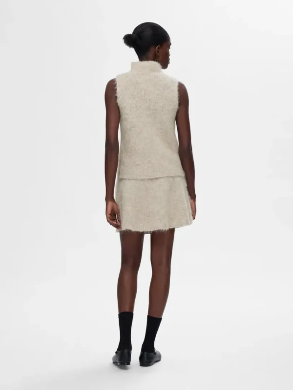 Nederdele>SELECTED STRIKKET MININEDERDEL Beige