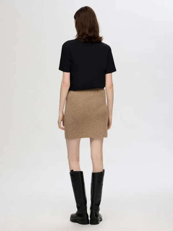 Nederdele>SELECTED STRIKKET MININEDERDEL Brown