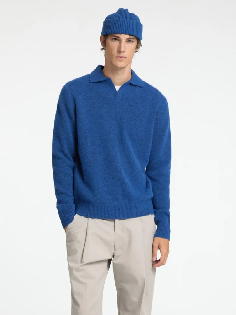 strikket_polo_0-3.webp Poloer>SELECTED STRIKKET POLO Blue