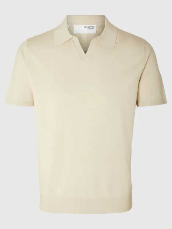 Poloer | Strik>SELECTED STRIKKET POLO Beige
