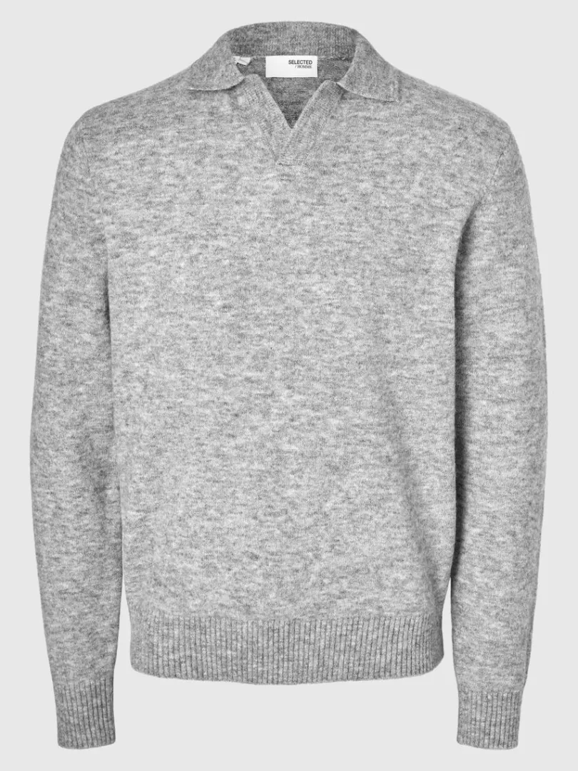 strikket_polo_3.webp Poloer>SELECTED STRIKKET POLO Grey