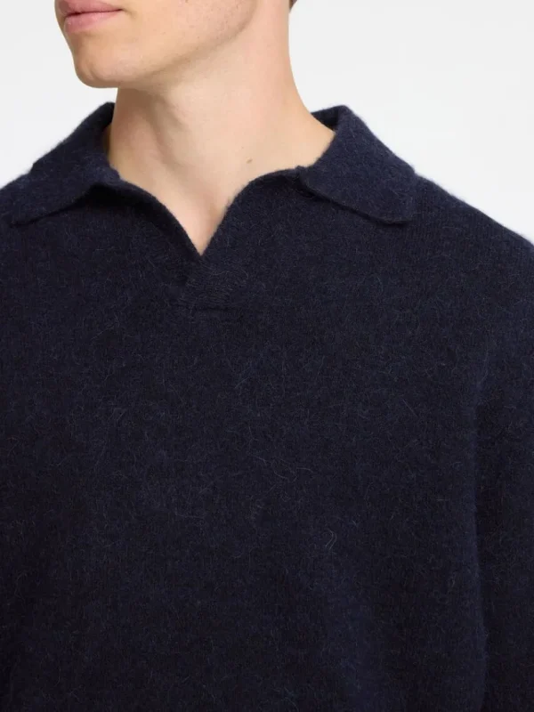 Poloer>SELECTED STRIKKET POLO Blue