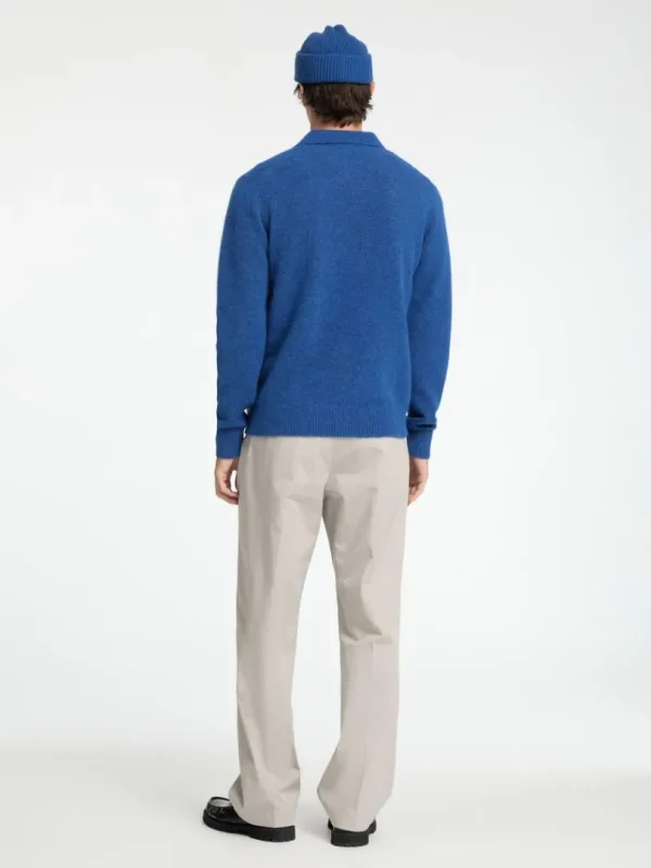 Poloer>SELECTED STRIKKET POLO Blue