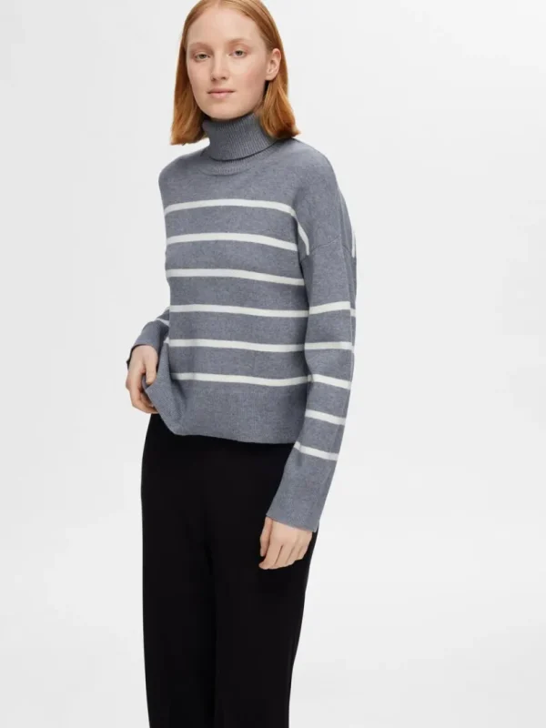 Strik>SELECTED STRIKKET RULLEKRAVE Grey