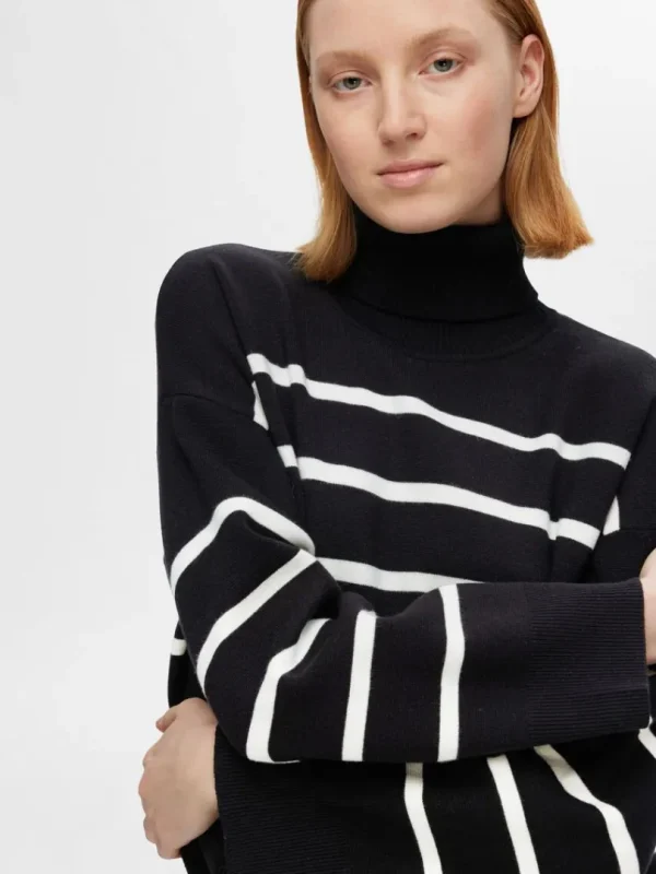 Strik>SELECTED STRIKKET RULLEKRAVE Black