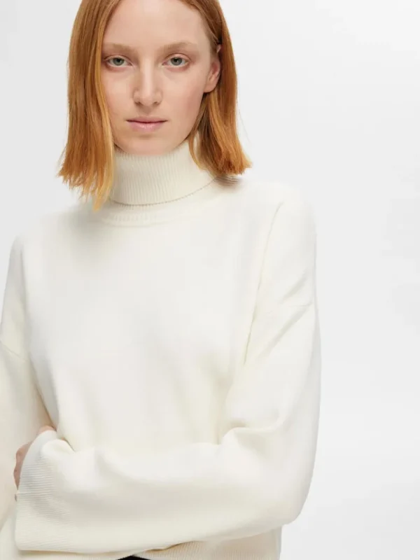 Strik>SELECTED STRIKKET RULLEKRAVE Beige