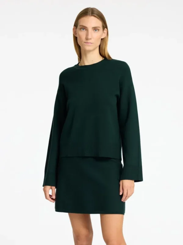 Strik>SELECTED STRIKKET SWEATER MED RUND HALS Green