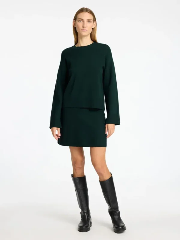 Strik>SELECTED STRIKKET SWEATER MED RUND HALS Green