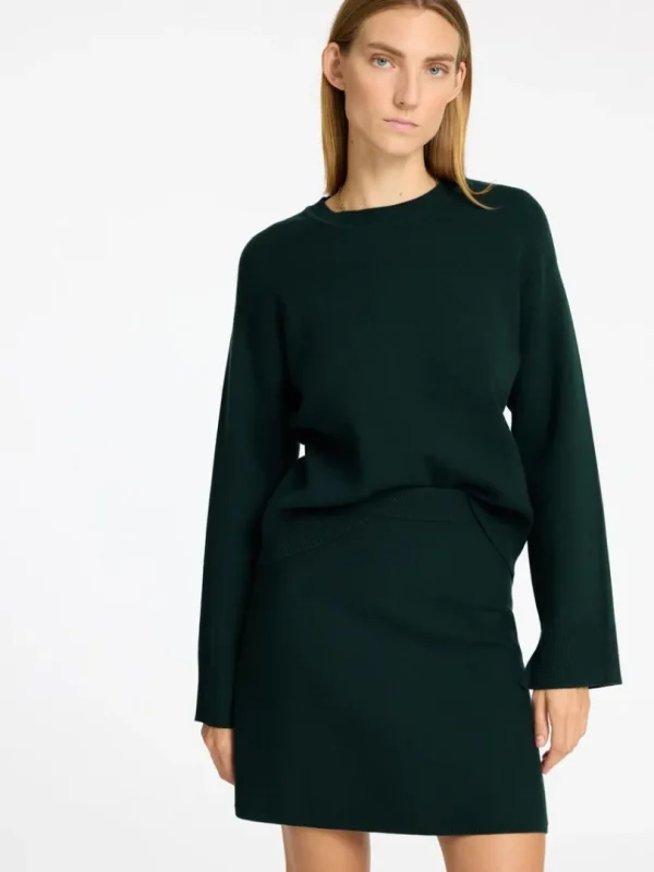 Strik>SELECTED STRIKKET SWEATER MED RUND HALS Green