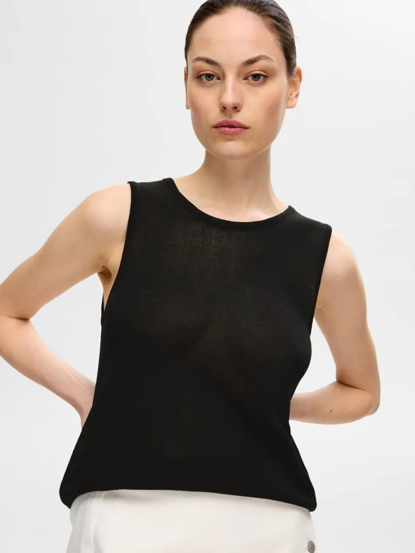 strikket_tanktop_2-3.webp Toppe Og Bluser | Strik>SELECTED STRIKKET TANKTOP Black