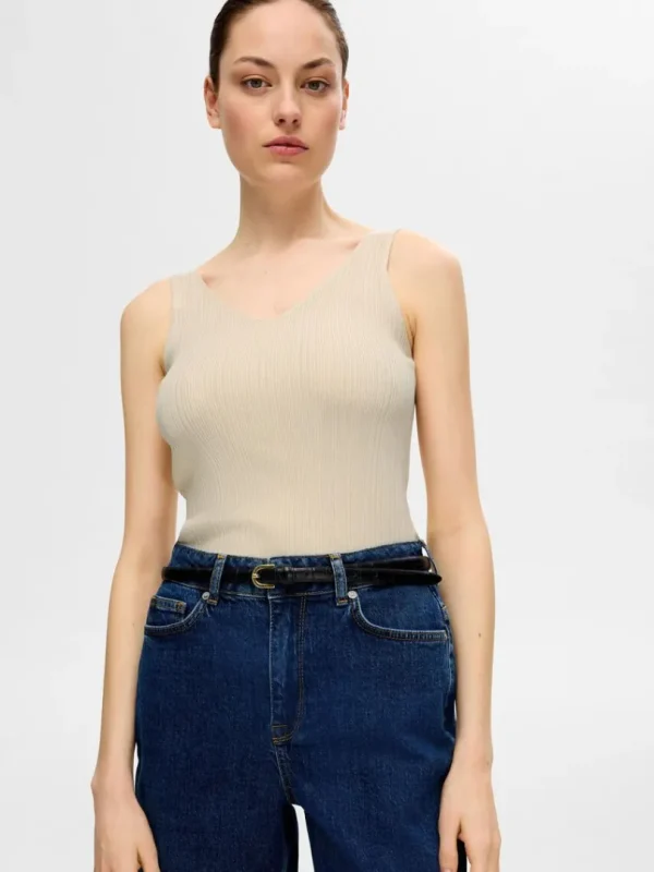Toppe Og Bluser | Strik>SELECTED STRIKKET TANKTOP Beige