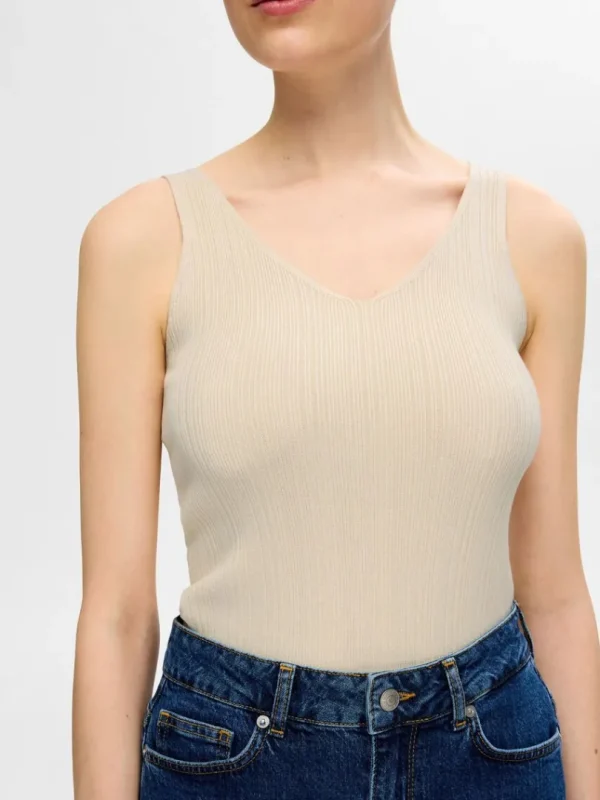 Toppe Og Bluser | Strik>SELECTED STRIKKET TANKTOP Beige