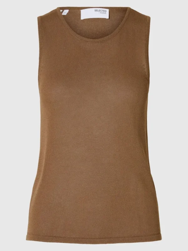Toppe Og Bluser | Strik>SELECTED STRIKKET TANKTOP Brown