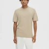 T-shirts>SELECTED STRIKKET T-SHIRT Beige