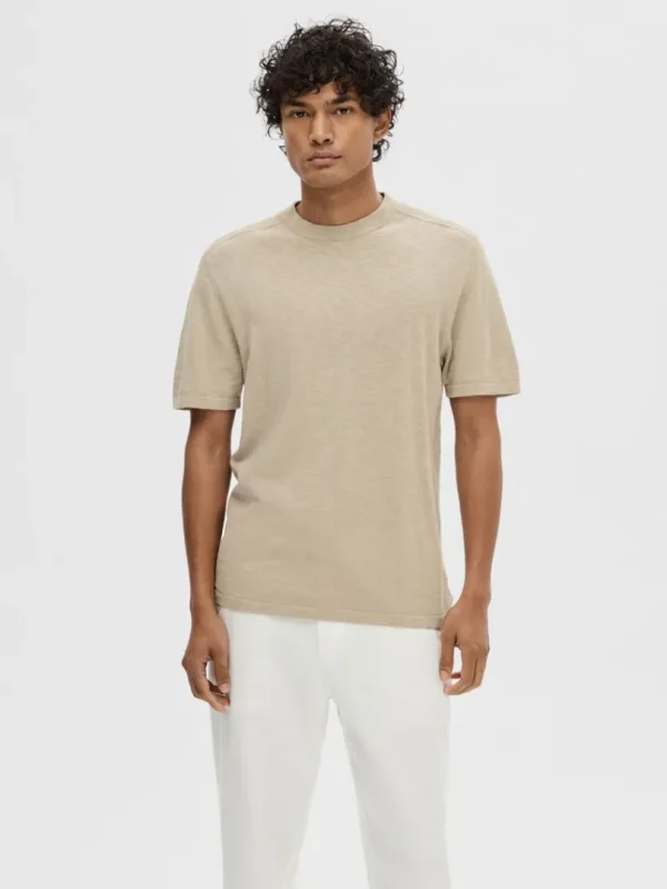 T-shirts>SELECTED STRIKKET T-SHIRT Beige