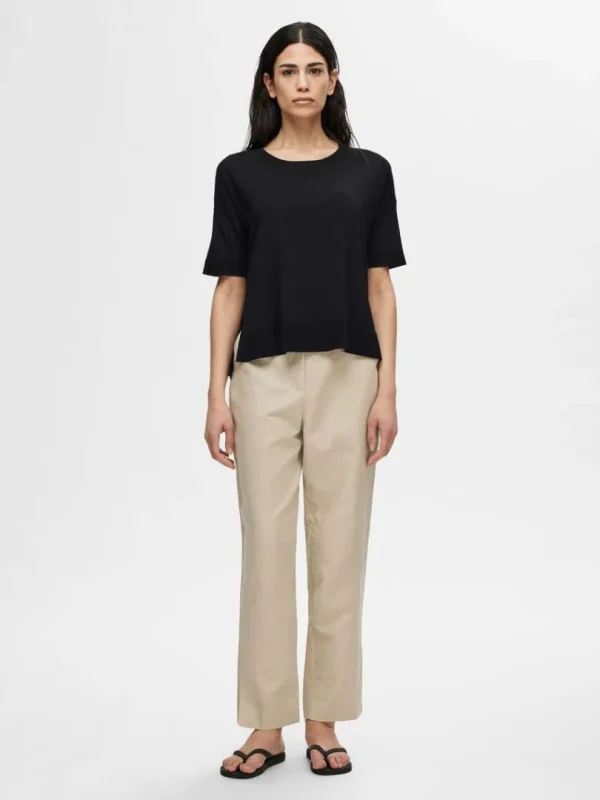 Strik>SELECTED STRIKKET T-SHIRT Black