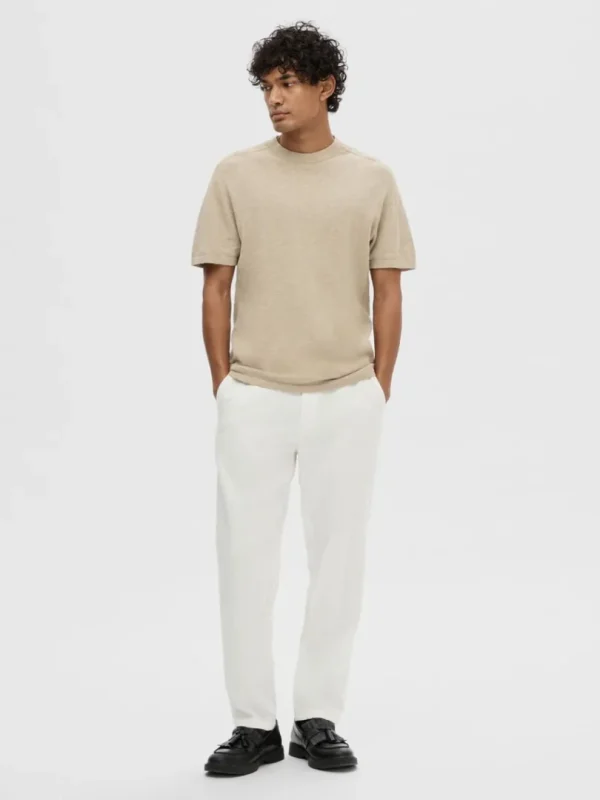 T-shirts>SELECTED STRIKKET T-SHIRT Beige