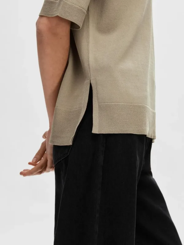 Toppe Og Bluser | Strik>SELECTED STRIKKET T-SHIRT Brown