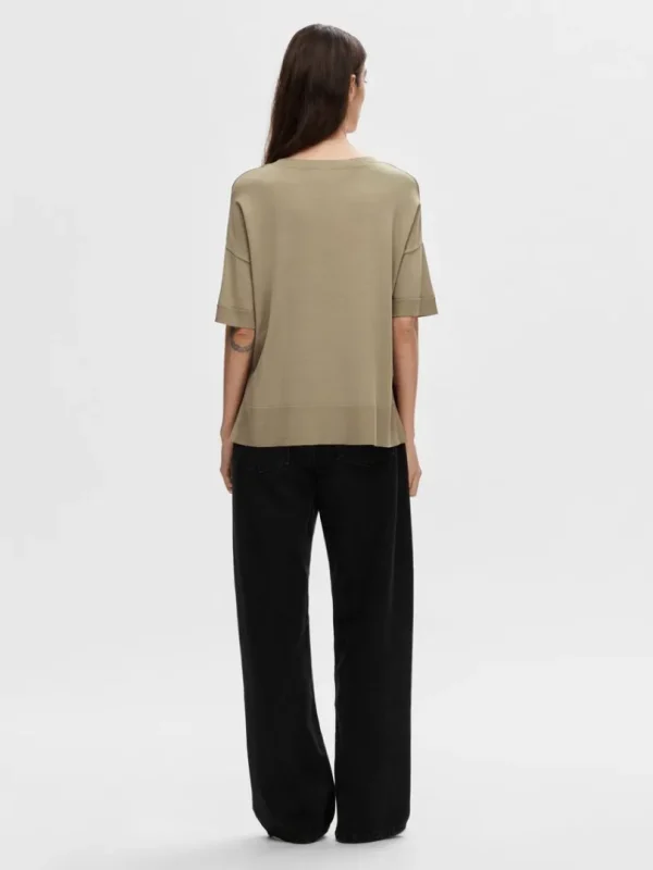 Toppe Og Bluser | Strik>SELECTED STRIKKET T-SHIRT Brown