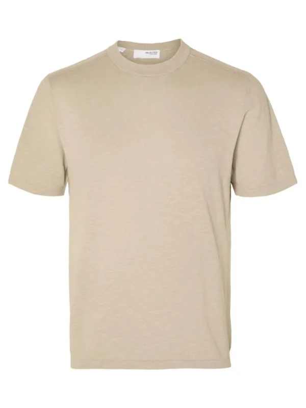 T-shirts>SELECTED STRIKKET T-SHIRT Beige