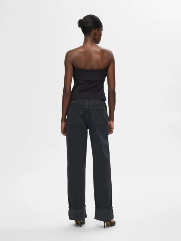 Toppe Og Bluser>SELECTED STROPLØS TOP Black
