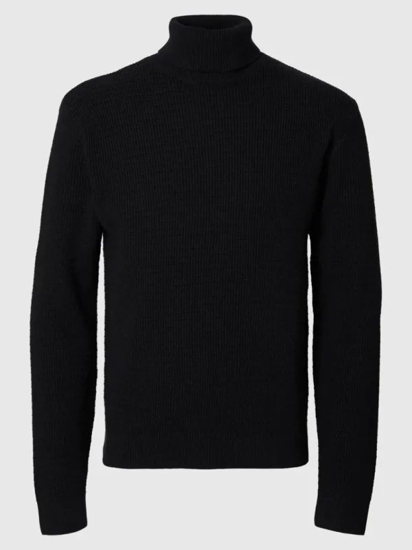 Strik>SELECTED STRUKTURERET RULLEKRAVE Black