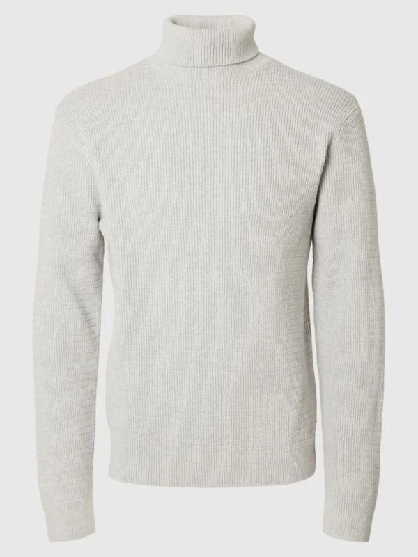 Strik>SELECTED STRUKTURERET RULLEKRAVE Grey