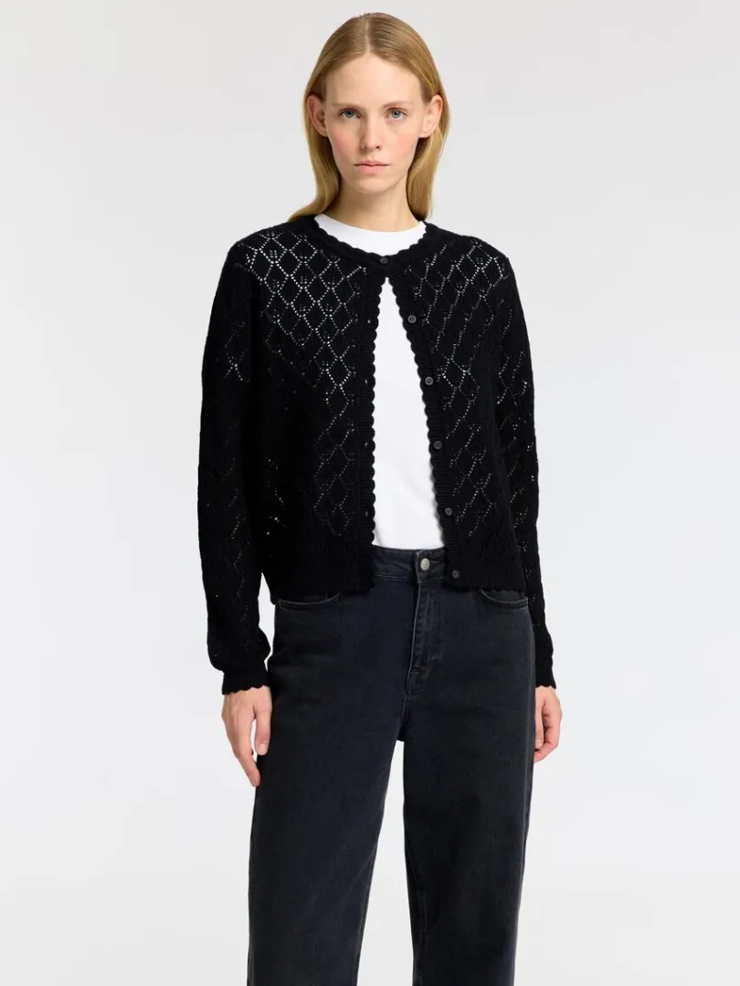 struktureret_strikket_car_0.webp Strik>SELECTED STRUKTURERET STRIKKET CARDIGAN Black