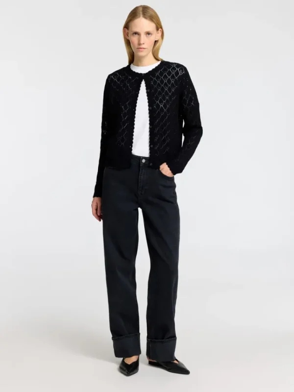 Strik>SELECTED STRUKTURERET STRIKKET CARDIGAN Black