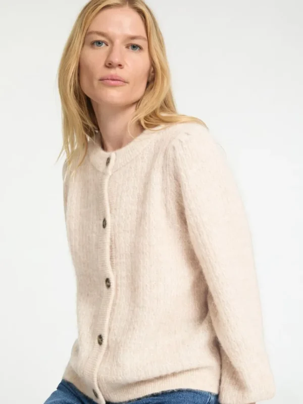 Strik>SELECTED STRUKTURERET STRIKKET CARDIGAN Beige
