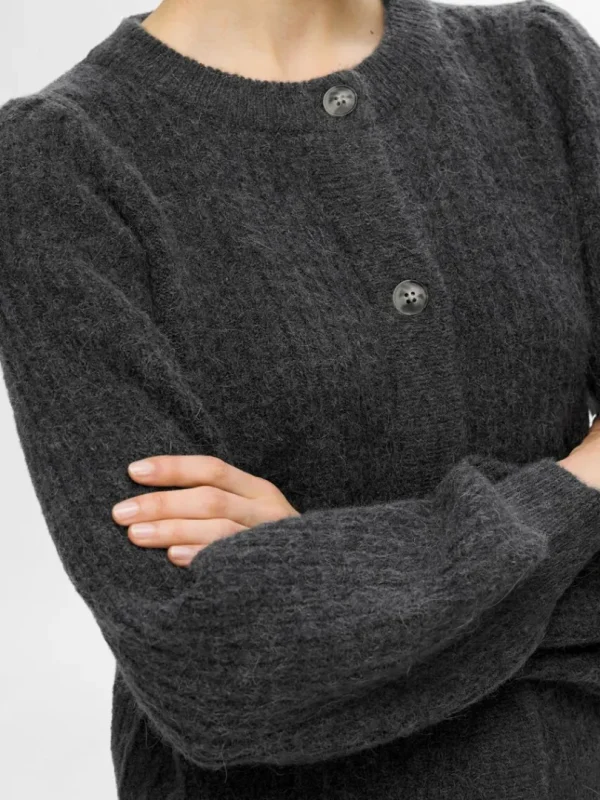 Strik>SELECTED STRUKTURERET STRIKKET CARDIGAN Grey
