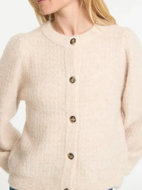 Strik>SELECTED STRUKTURERET STRIKKET CARDIGAN Beige