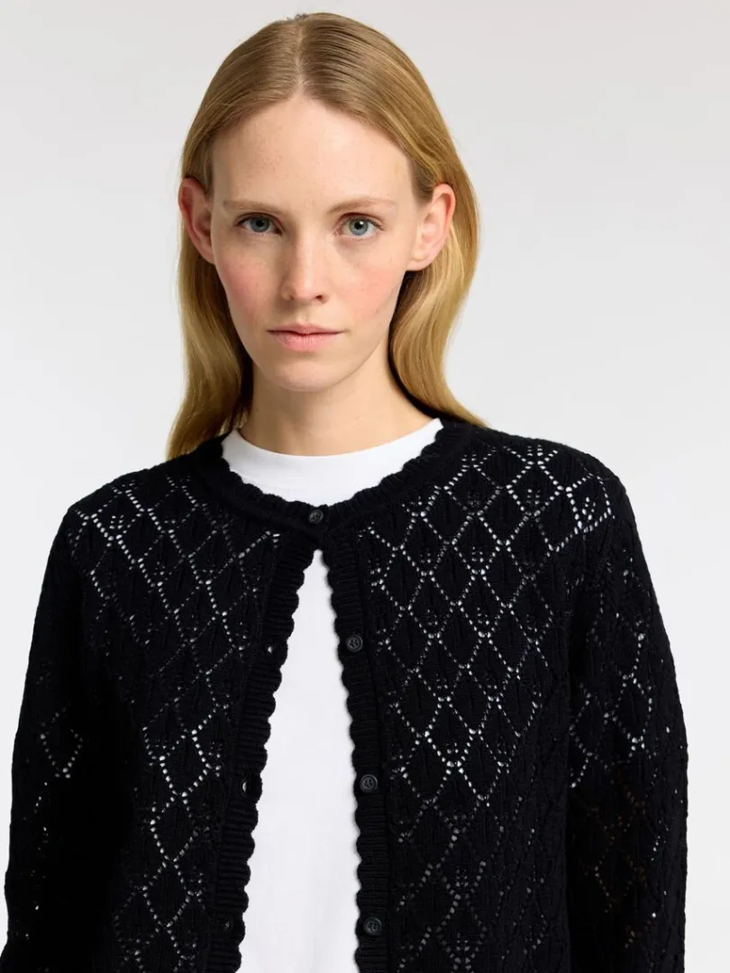 struktureret_strikket_car_3.webp Strik>SELECTED STRUKTURERET STRIKKET CARDIGAN Black