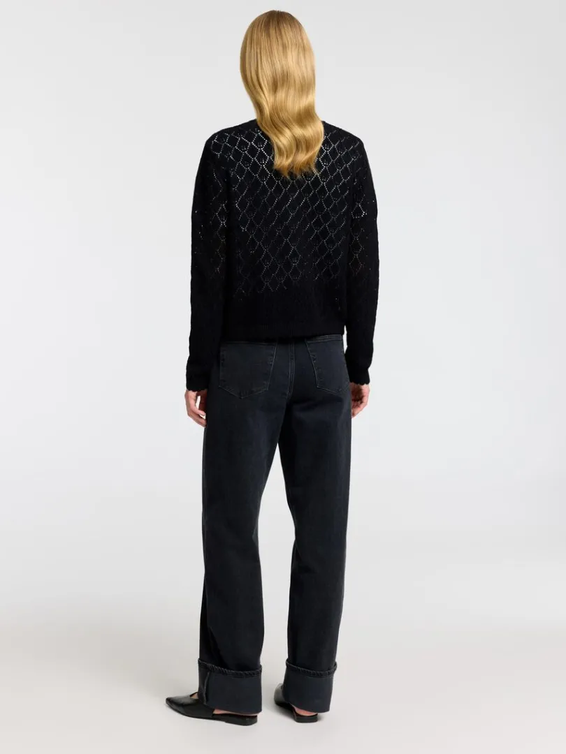 struktureret_strikket_car_4.webp Strik>SELECTED STRUKTURERET STRIKKET CARDIGAN Black