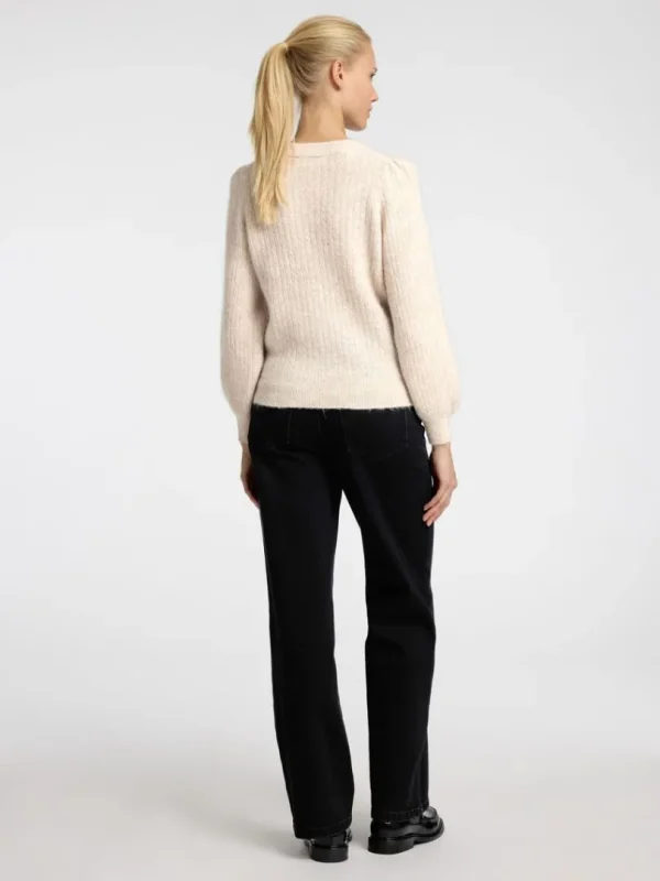 Strik>SELECTED STRUKTURERET STRIKTRØJE Beige