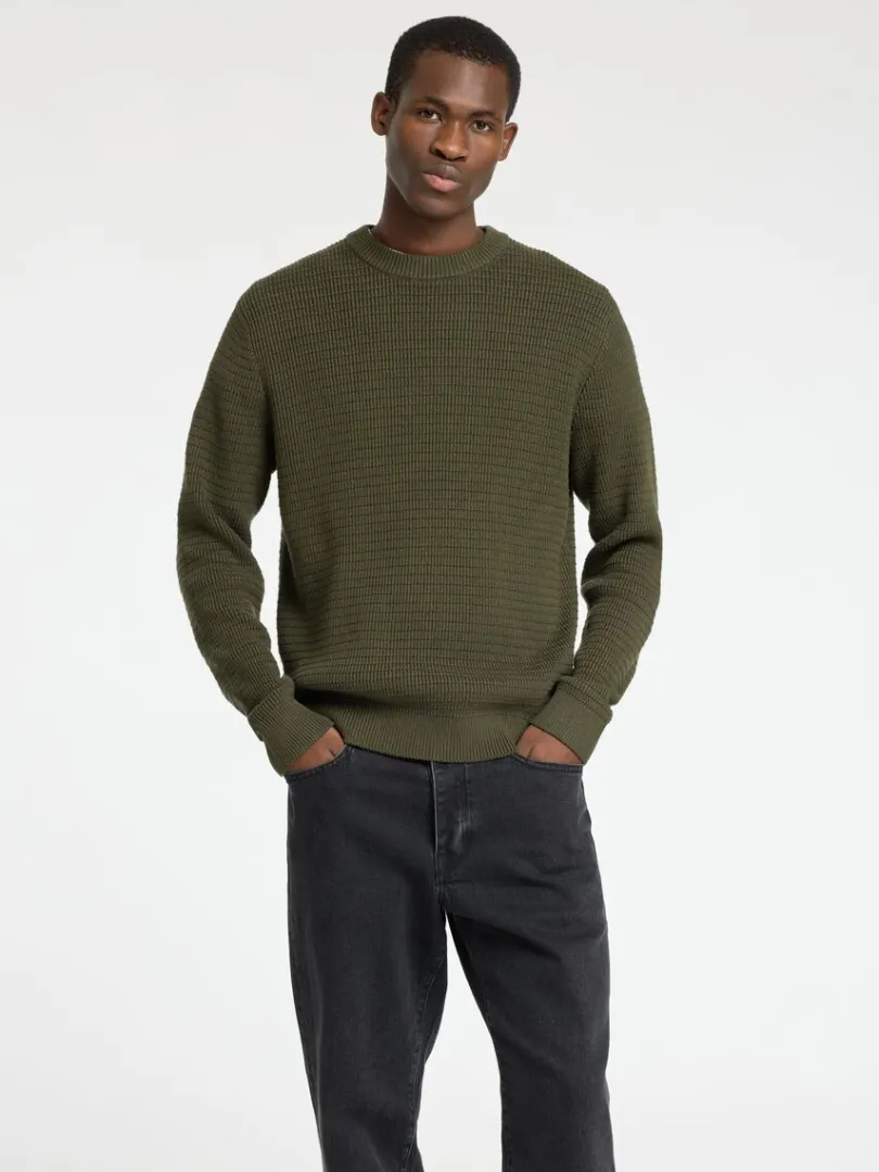 struktureret_sweater_med__0-2.webp Strik>SELECTED STRUKTURERET SWEATER MED RUND HALS Green