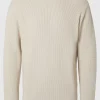 Strik>SELECTED STRUKTURERET SWEATER MED RUND HALS Beige