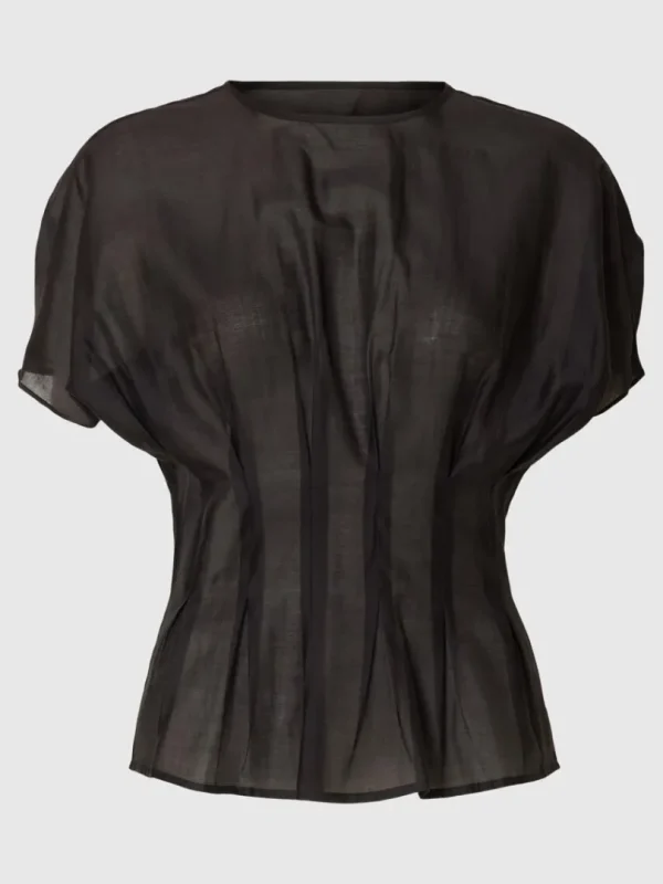 Toppe Og Bluser>SELECTED STRUKTURERET TOP MED KORTE ÆRMER Black