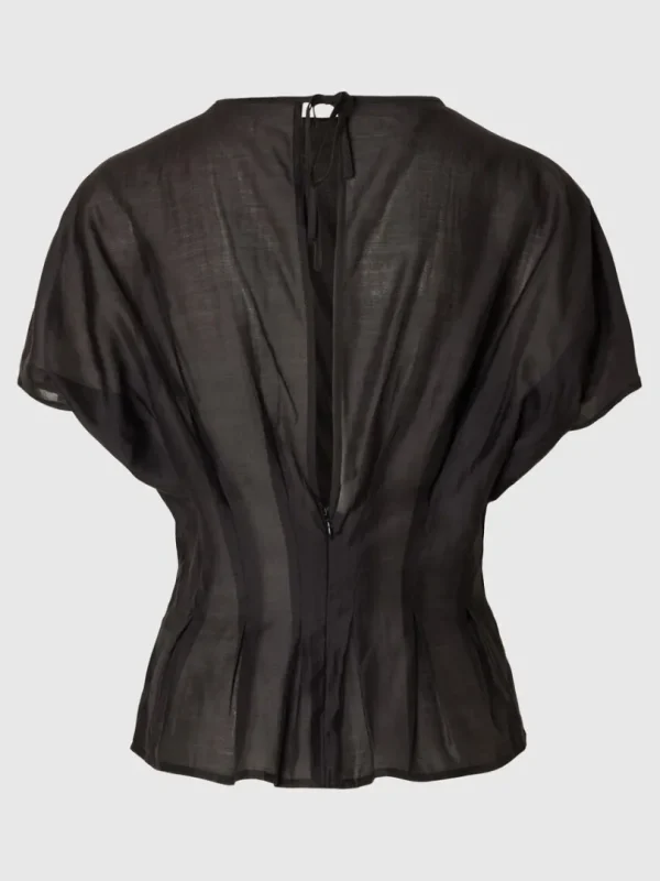 Toppe Og Bluser>SELECTED STRUKTURERET TOP MED KORTE ÆRMER Black