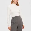 Toppe Og Bluser | Strik>SELECTED TEKSTURERET HØJ HALS STRIKKET TOP White