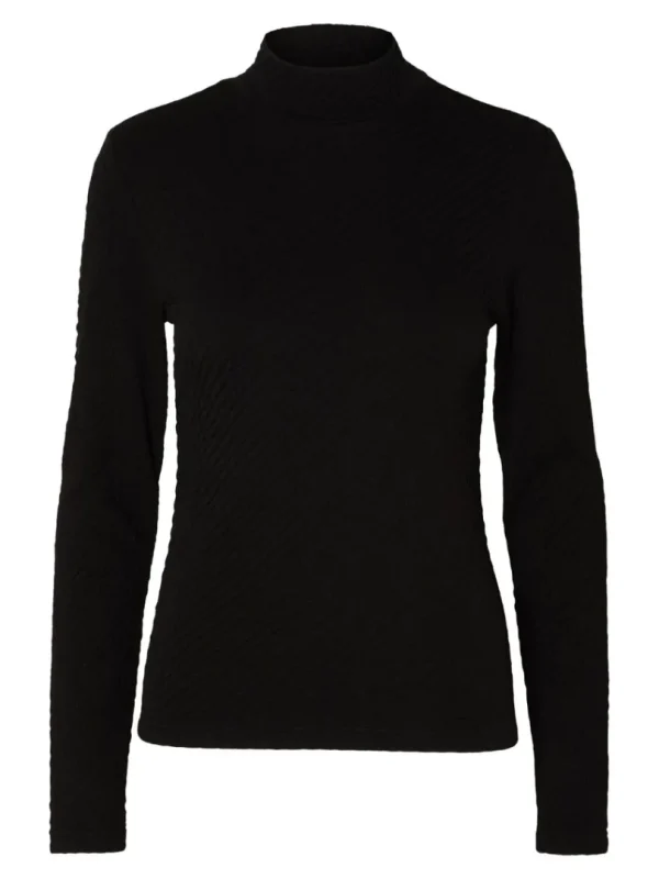 Toppe Og Bluser | Strik>SELECTED TEKSTURERET HØJ HALS STRIKKET TOP Black