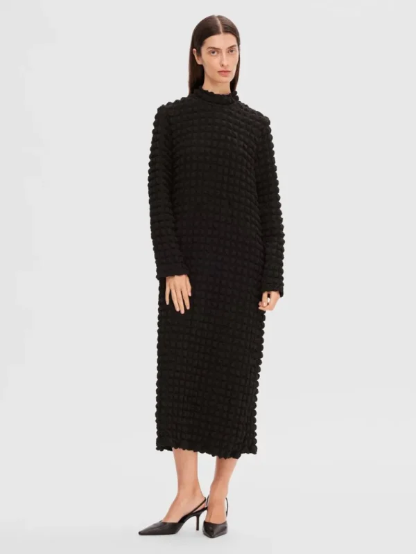 Kjoler>SELECTED TEKSTURERET MIDIKJOLE Black